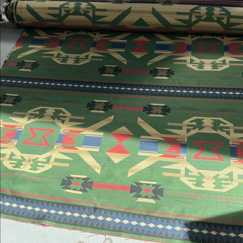 Green and Red Southwestern Patterned Fabric - Picture 2 of 3
